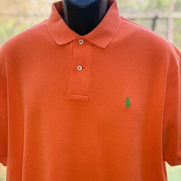 Polo Ralph Lauren Men’s Orange Polo Shirt | Size Large | 100% Cotton Classic Fit - Picture 4 of 7